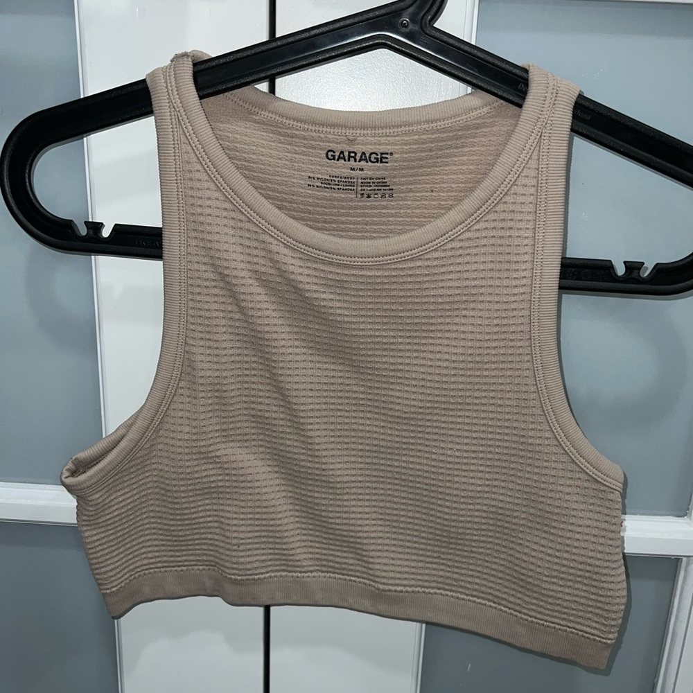 Garage Women's Tan Ribbed Crop Top
